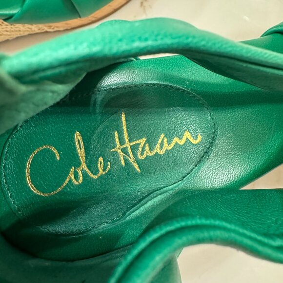 Cole Haan Nike Air Green Leather Espadrille Wedges SZ 8 - Picture 12 of 12